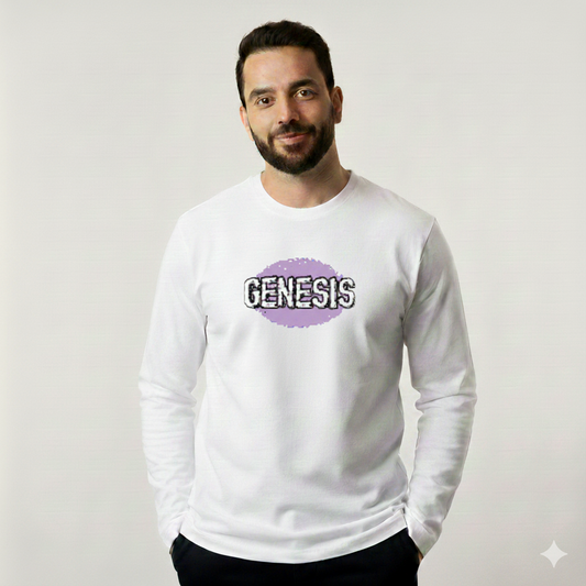 تيشيرت تصميم جرافيك GENESIS بطباعة بنفسجية