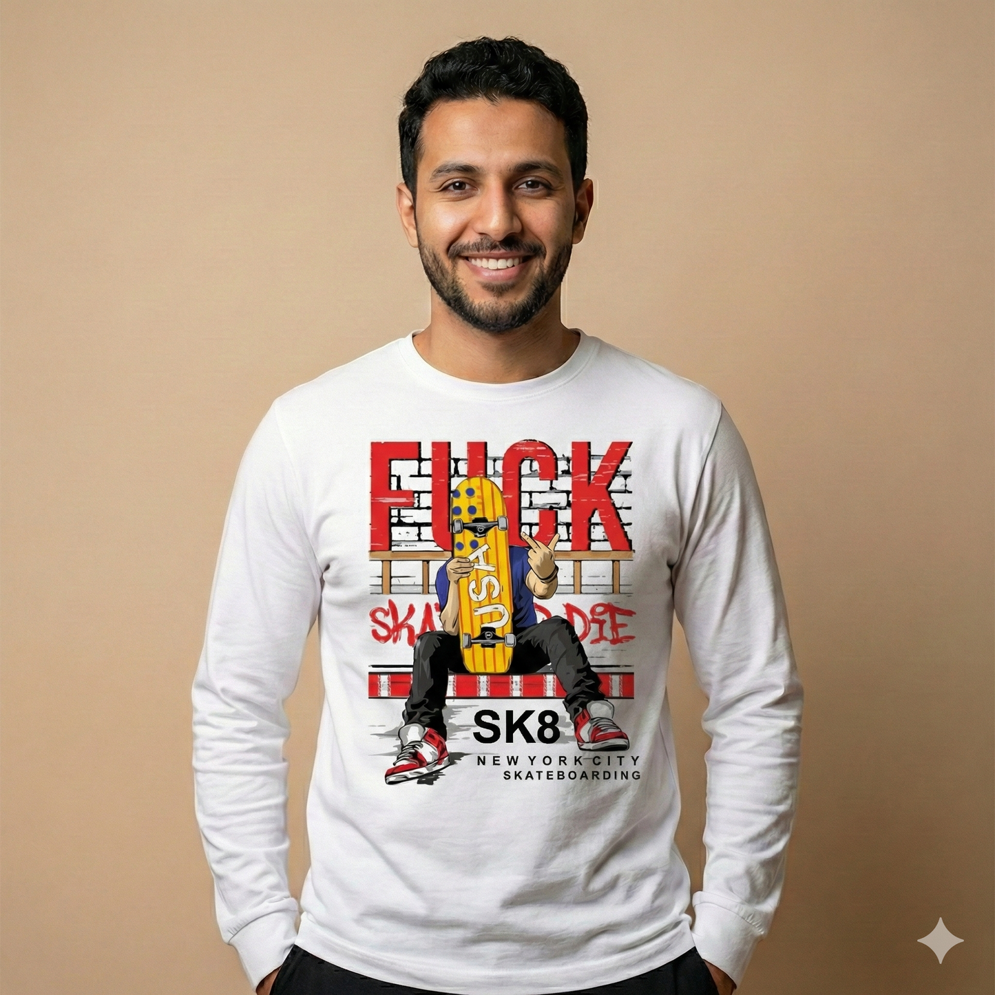 تيشيرت تصميم ستريت SK8 بطباعة جرافيك
