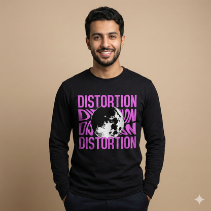 تيشيرت تصميم قطن بطبعة DISTORTION
